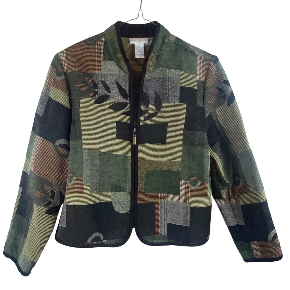 Preswick‎ & Moore Shades of Green Full Zip Front Jacket Blazer Petite L